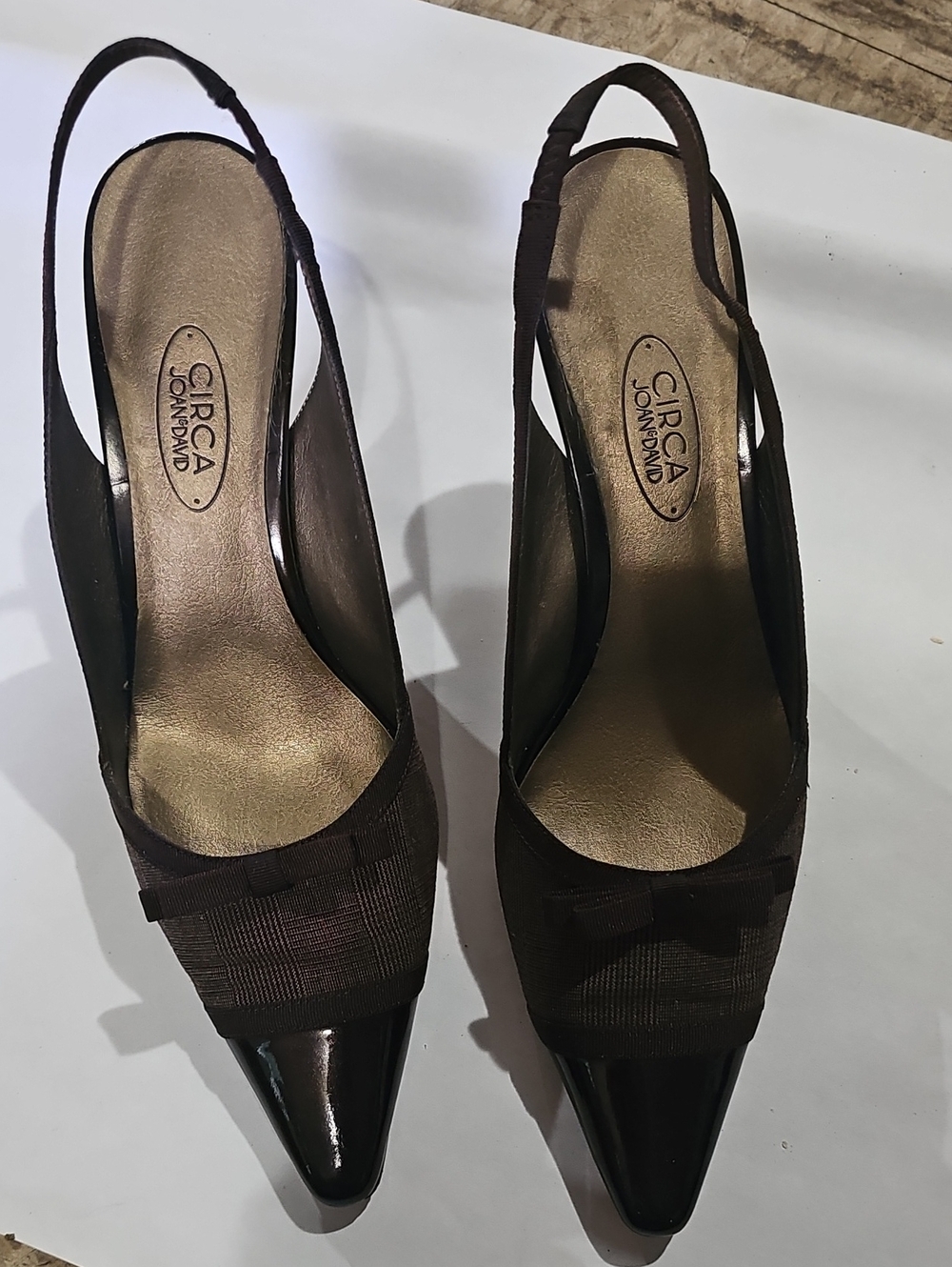 Joan & David Dark Brown Slingback Pointed Toe Pumps